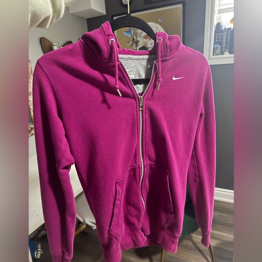 Nike pink zip up sweater